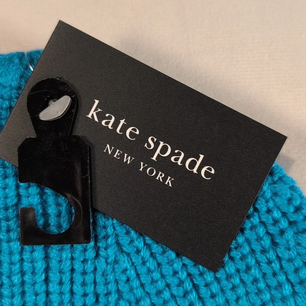 Kate Spade New York Spade Cuff Wool Blend Beanie in Bright Cerulean